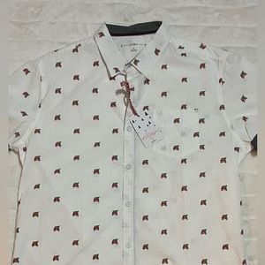 Pd&c Button up short sleeve Christmas dress shirt